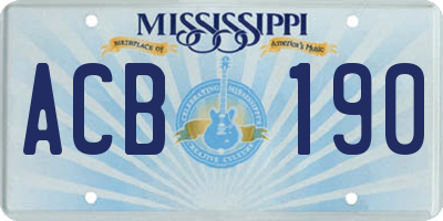 MS license plate ACB190