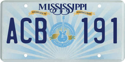 MS license plate ACB191