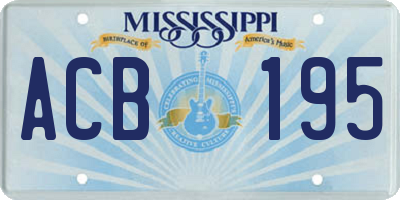 MS license plate ACB195
