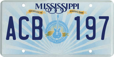 MS license plate ACB197