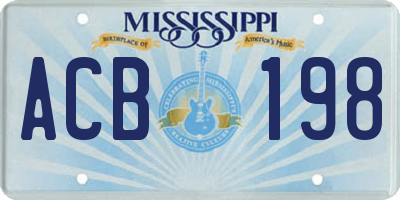 MS license plate ACB198
