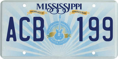 MS license plate ACB199