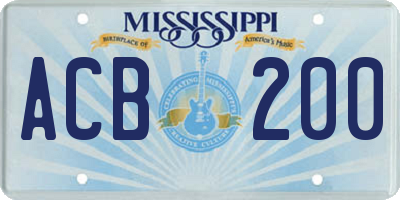 MS license plate ACB200