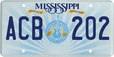 MS license plate ACB202