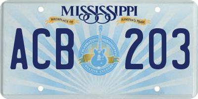 MS license plate ACB203