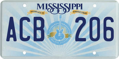 MS license plate ACB206