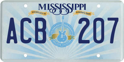 MS license plate ACB207