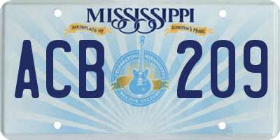 MS license plate ACB209