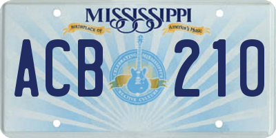 MS license plate ACB210