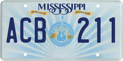 MS license plate ACB211