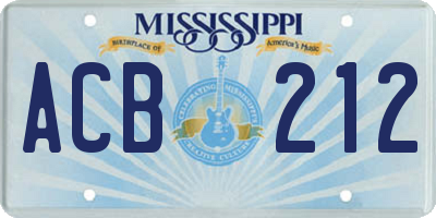 MS license plate ACB212
