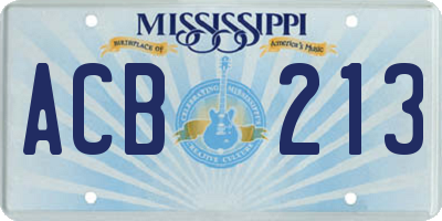 MS license plate ACB213