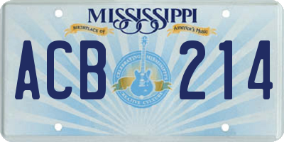 MS license plate ACB214