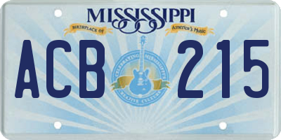 MS license plate ACB215
