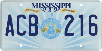 MS license plate ACB216