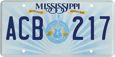MS license plate ACB217