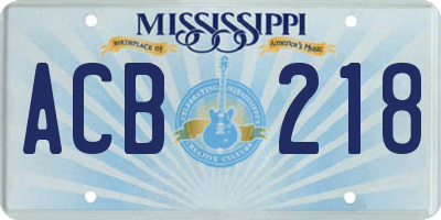 MS license plate ACB218