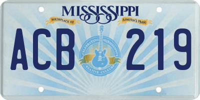 MS license plate ACB219