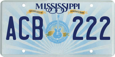 MS license plate ACB222