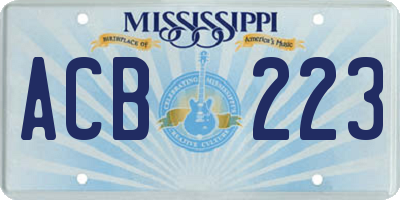 MS license plate ACB223