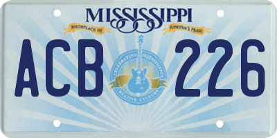 MS license plate ACB226