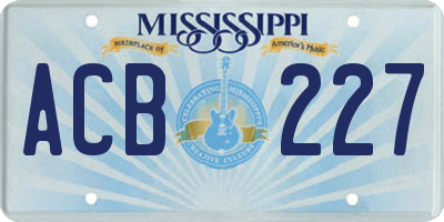 MS license plate ACB227