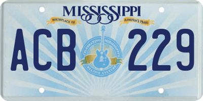 MS license plate ACB229