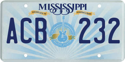 MS license plate ACB232