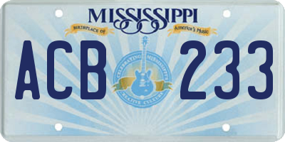 MS license plate ACB233