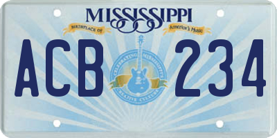 MS license plate ACB234