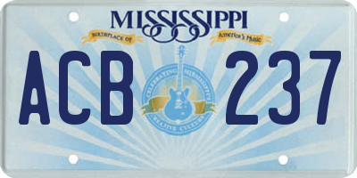 MS license plate ACB237