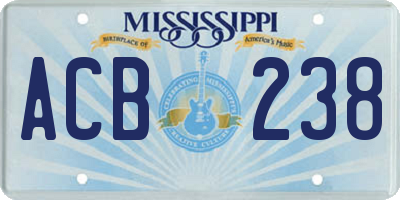 MS license plate ACB238
