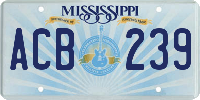 MS license plate ACB239