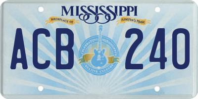 MS license plate ACB240