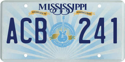 MS license plate ACB241
