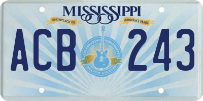 MS license plate ACB243