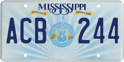 MS license plate ACB244