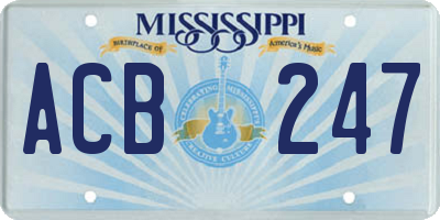 MS license plate ACB247