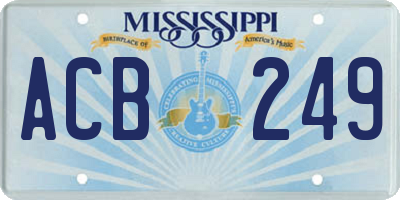 MS license plate ACB249