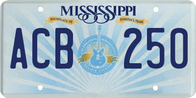 MS license plate ACB250