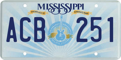 MS license plate ACB251