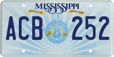 MS license plate ACB252