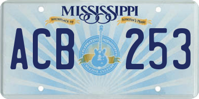 MS license plate ACB253