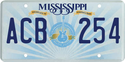 MS license plate ACB254