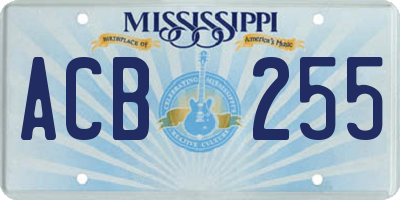 MS license plate ACB255