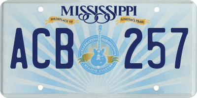 MS license plate ACB257