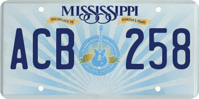 MS license plate ACB258