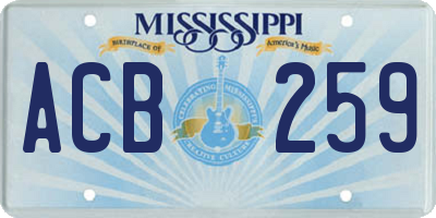MS license plate ACB259