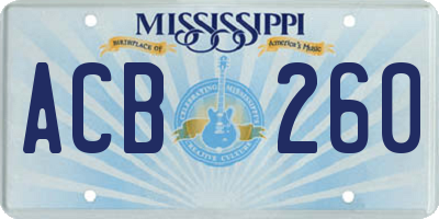 MS license plate ACB260