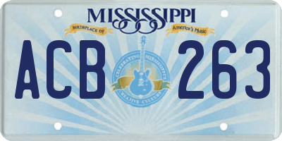 MS license plate ACB263